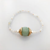 Beaded Gold Mint Jadeite Bracelet
